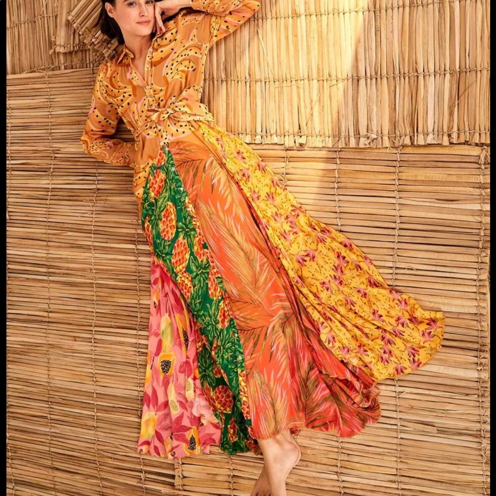 Farm Rio BNWT Mixed Print Chemise Maxi Small